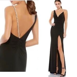 Mac Duggal Ieena Imitation Pearl Strap Column Gown 26532 size 4